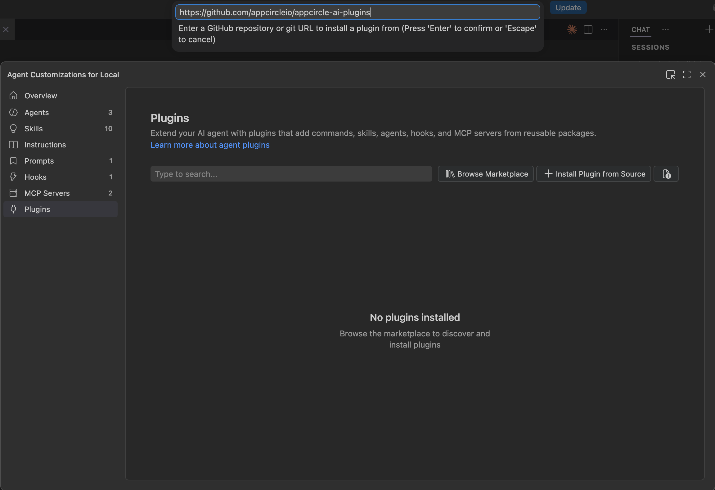 Enter the repository URL