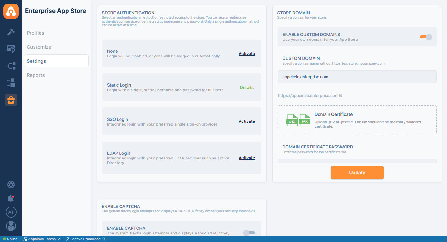 Custom Domain Settings for Enterprise Portal