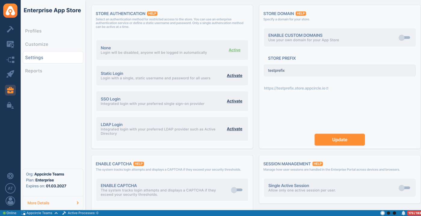 None Authentication Type for Enterprise Portal